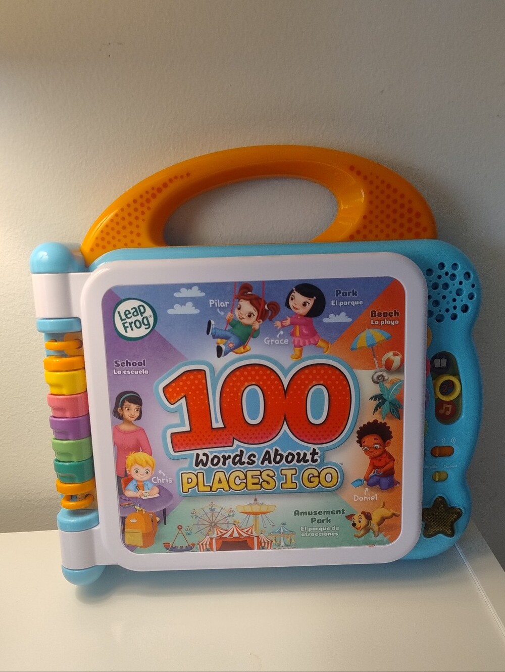 LeapFrog 100 Words About Places I Go - Kids Learning Book (Orange, Blue)